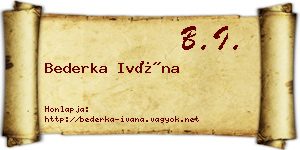 Bederka Ivána névjegykártya